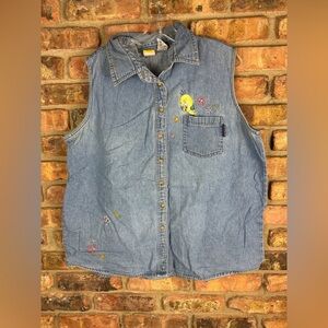 HP💜Warner Bros. No sleeve denim shirt adult 18-20